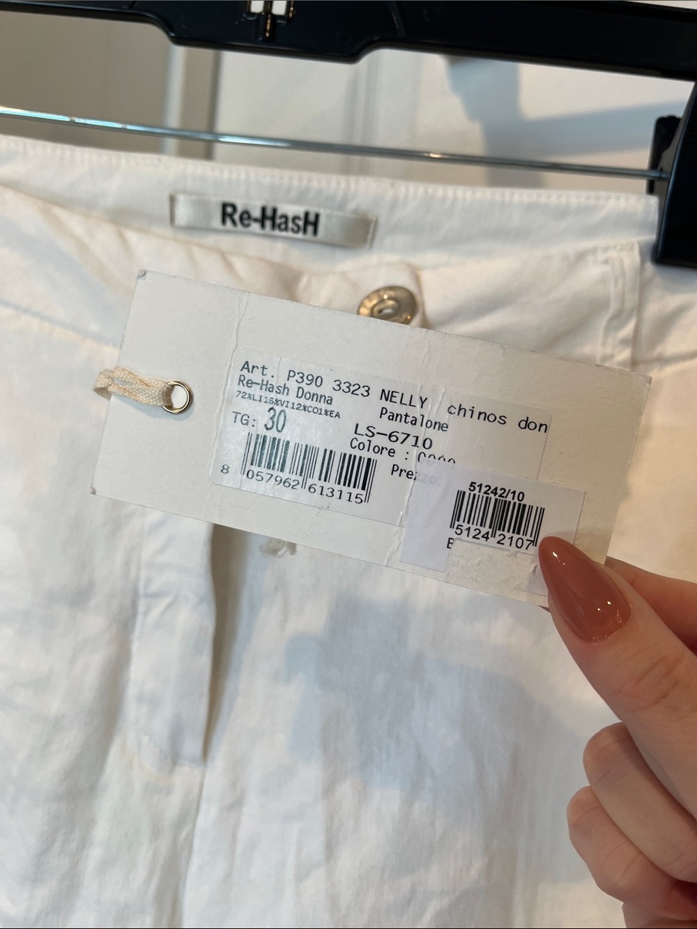 Re-Hash White Linen-Blend Women’s Chinos - Straight Fit - Picture 2 of 9
